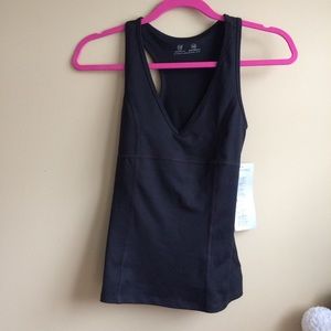 Be Up Black Plunge Athletic Tank XS NWT